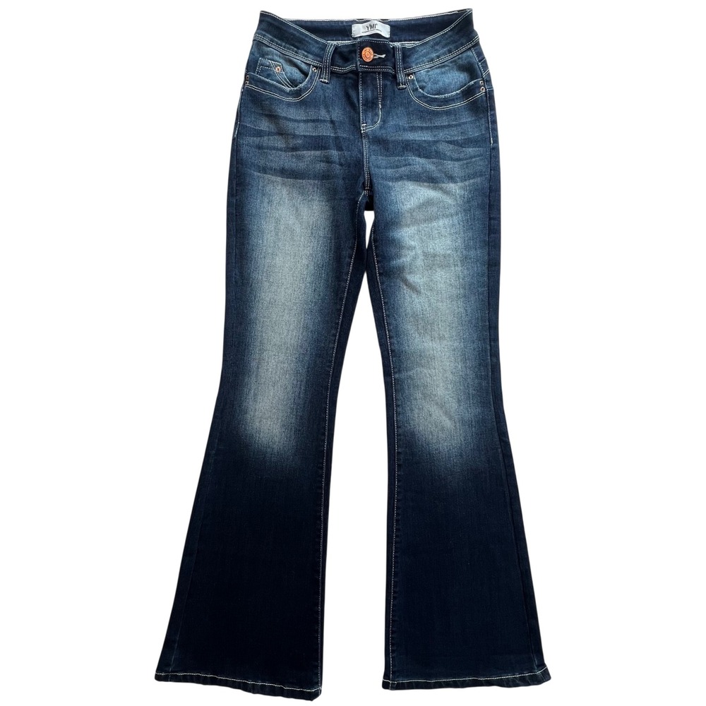 YMI Y2K Dark Wash w/ Whiskers Flare Bottom Jeans Women's Size 29 (9)